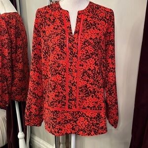Michael Michael Kors Red and Black Floral Tunic Size Small